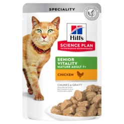 Hills Science Plan Feline Mature Adult 7+ Senior Vitality Huhn Frischebeutel Für Katzen 12 X 85 G Huhn Frischebeutel
